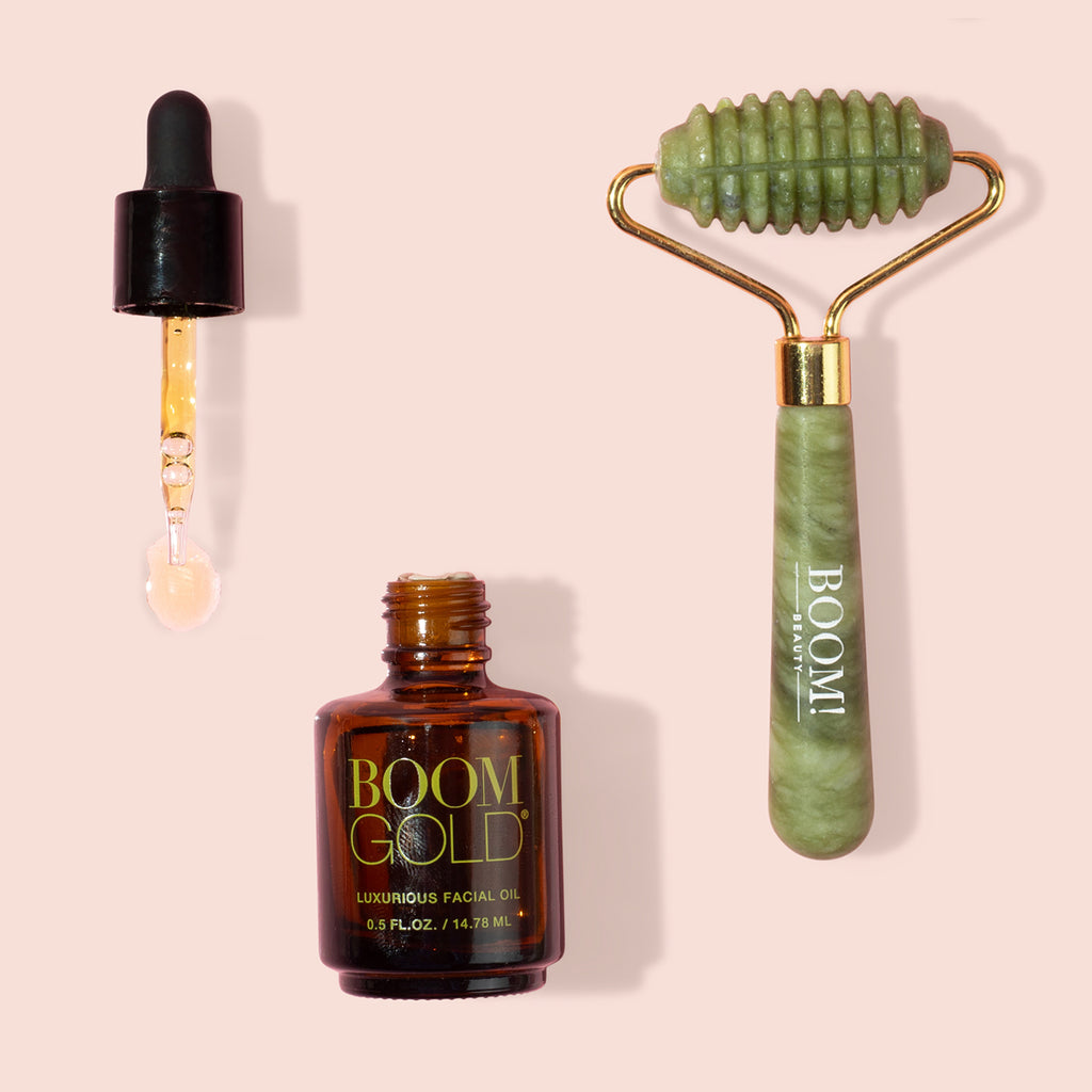 Boom Gold and Jade Facial Roller Bundle